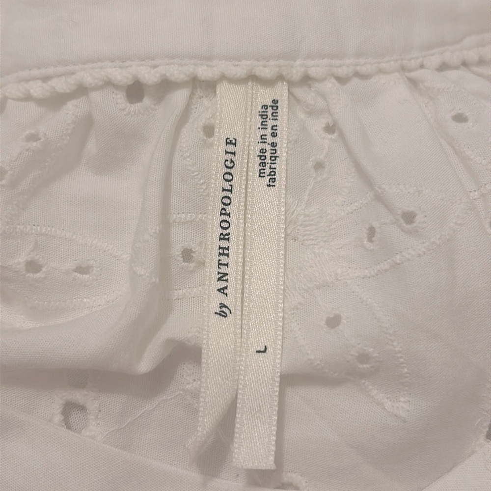 Anthropologie Tallulah Puff Sleeve Eyelet Mini Dress in White New Size Large - Picture 12 of 13